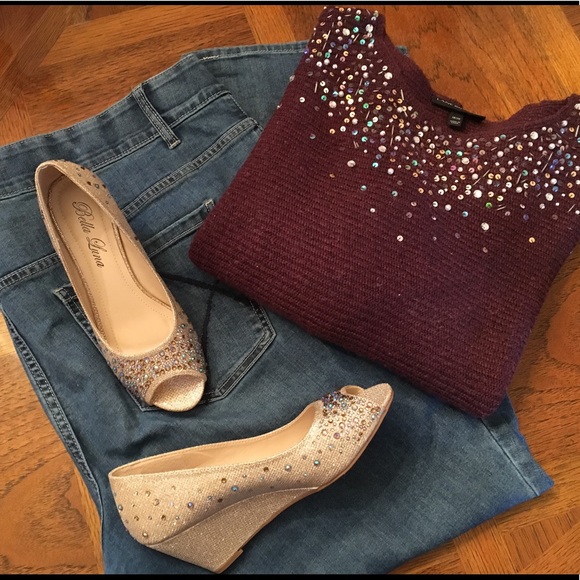Lane Bryant Sweaters - Lane Bryant Burgundy Sweater with Sequins